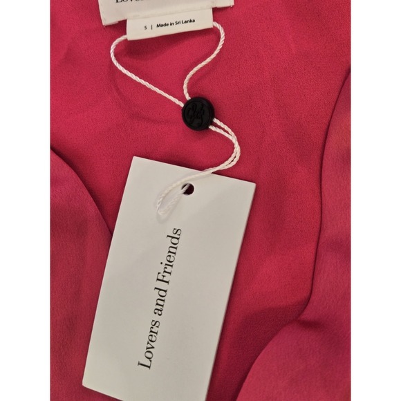 NWT Lovers and Friends Pink Crepe Satin Surplice Blouson Sleeves Bodysuit Small - Picture 4 of 9